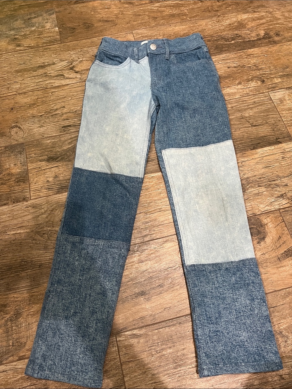 Abercrombie Girls Patchwork Two-Tone Blue Denim Jeans